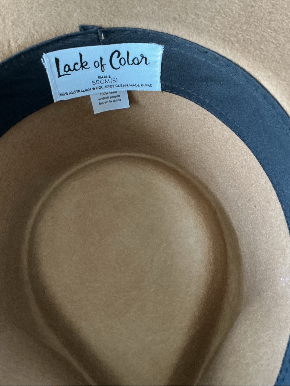Lack of Color Two-Tone Wool Fedora in Camel and Black Trim